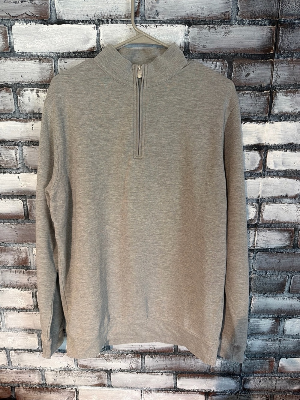 Peter Millar Gray Quarter-Zip Pullover Sweater Men Size Large